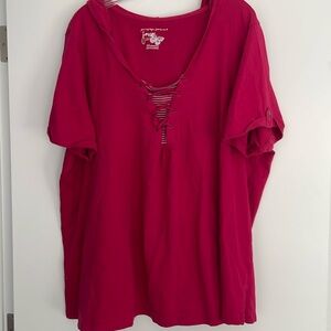 Just my size 100 percent cotton 3X color CERISE top with hood